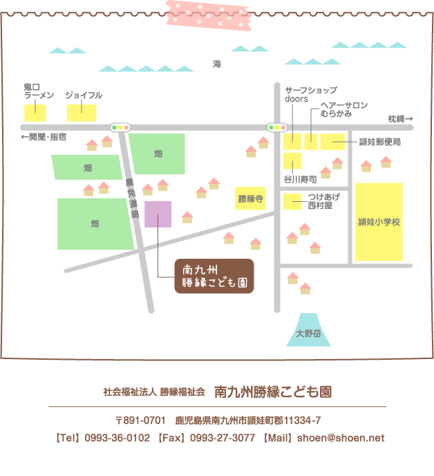 南九州勝縁こども園アクセスみどころマップ